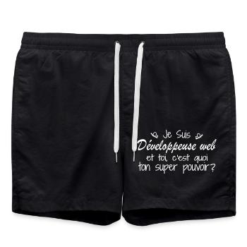 I am a Web Developer. What is your power? - Swim Trunks - black - Front - AI Model Male 185 light (185cm)