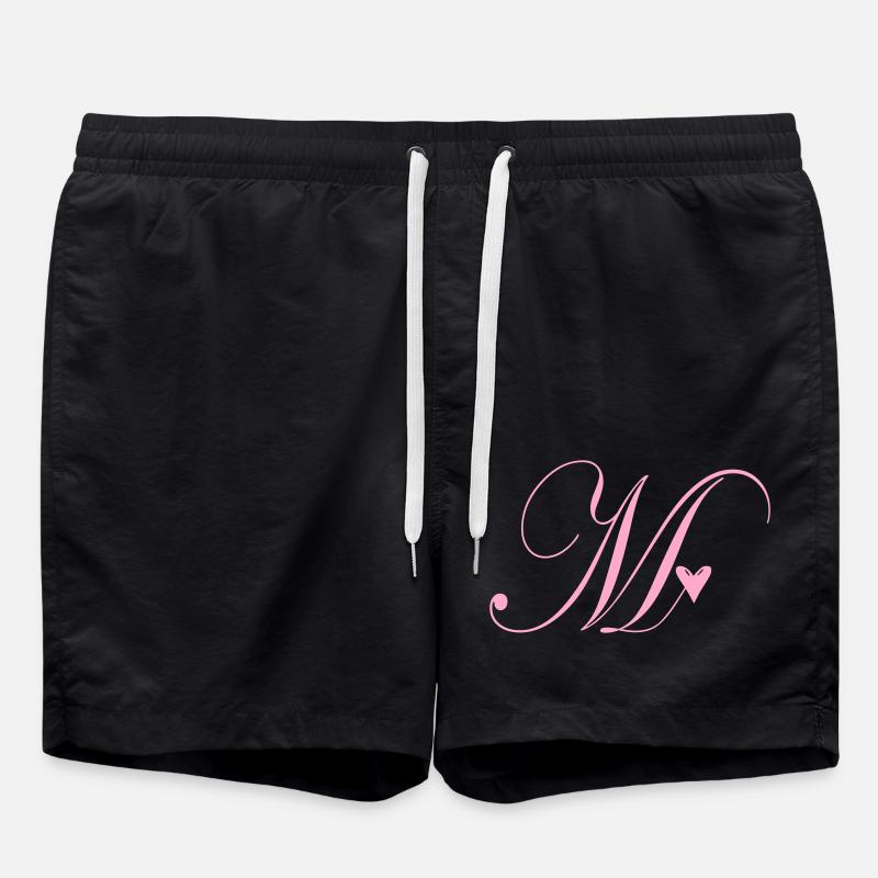 Monogramm M Herz Ranke - Badeshorts - Schwarz