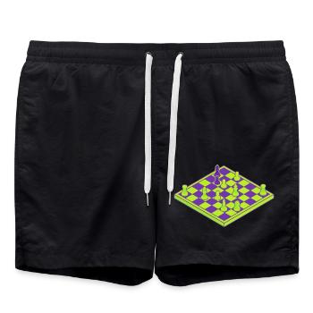 Neon Schachbrett - Badeshorts - Schwarz - Vorne - AI Model Male 185 light (185cm)
