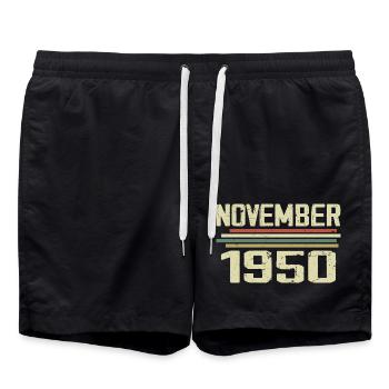 Millésime Novembre 1950 vintage rétro Novembre 1950 - Short de bain - noir - Devant - AI Model Male 185 light (185cm)