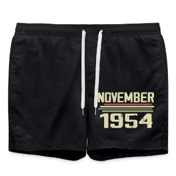 Jahrgang November 1954 vintage Retro November 1954 - Badeshorts - Schwarz - Vorne - AI Model Male 185 light (185cm)