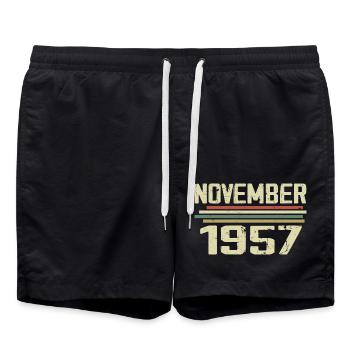 Millésime Novembre 1957 Vintage Rétro Novembre 1957 - Short de bain - noir - Devant - AI Model Male 185 light (185cm)
