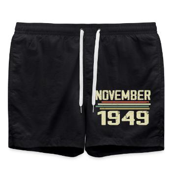 Millésime Novembre 1949 Vintage Rétro Novembre 1949 - Short de bain - noir - Devant - AI Model Male 185 light (185cm)