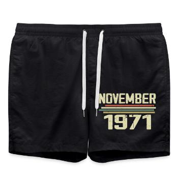 Millésime Novembre 1971 vintage rétro Novembre 1971 - Short de bain - noir - Devant - AI Model Male 185 light (185cm)