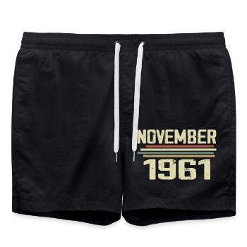 Vintage November 1961 vintage retro November 1961 - Swim Trunks - black - Front - AI Model Male 185 light (185cm)