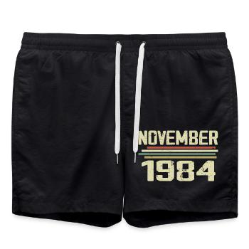 Millésime Novembre 1984 vintage rétro Novembre 1984 - Short de bain - noir - Devant - AI Model Male 185 light (185cm)