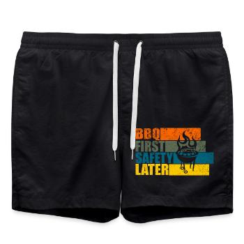 BBQ FIRST SAFETY LATER - Badeshorts - Schwarz - Vorne - AI Model Male 185 light (185cm)