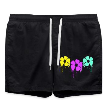Fleurs Cool Graffiti Goutte Spray Printemps Eté - Short de bain - noir - Devant - AI Model Male 185 light (185cm)