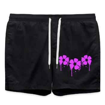 Floral Rose Graffiti Goutte Spray Printemps Eté - Short de bain - noir - Devant - AI Model Male 185 light (185cm)