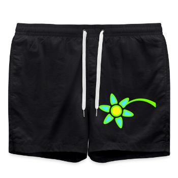 Small Blue Plant Pretty Beautiful Flower Decorative - Swim Trunks - black - Front - AI Model Male 185 light (185cm)