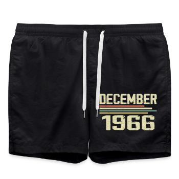 December 1966 Vintage Retro Birthday - Swim Trunks - black - Front - AI Model Male 185 light (185cm)
