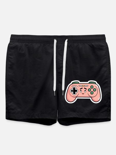 Gamer Gamer Controller Gaming Cute Comic Gift - Swim Trunks - black