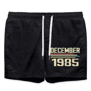 Décembre 1985 Vintage Vintage Rétro Anniversaire - Short de bain - noir - Devant - AI Model Male 185 light (185cm)