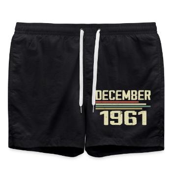 December 1961 Vintage Vintage Retro Birthday - Swim Trunks - black - Front - AI Model Male 185 light (185cm)