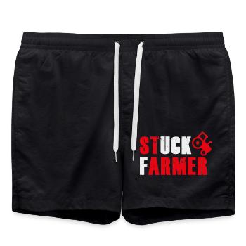 STUCK FARMER RED GREY - Swim Trunks - black - Front - AI Model Male 185 light (185cm)