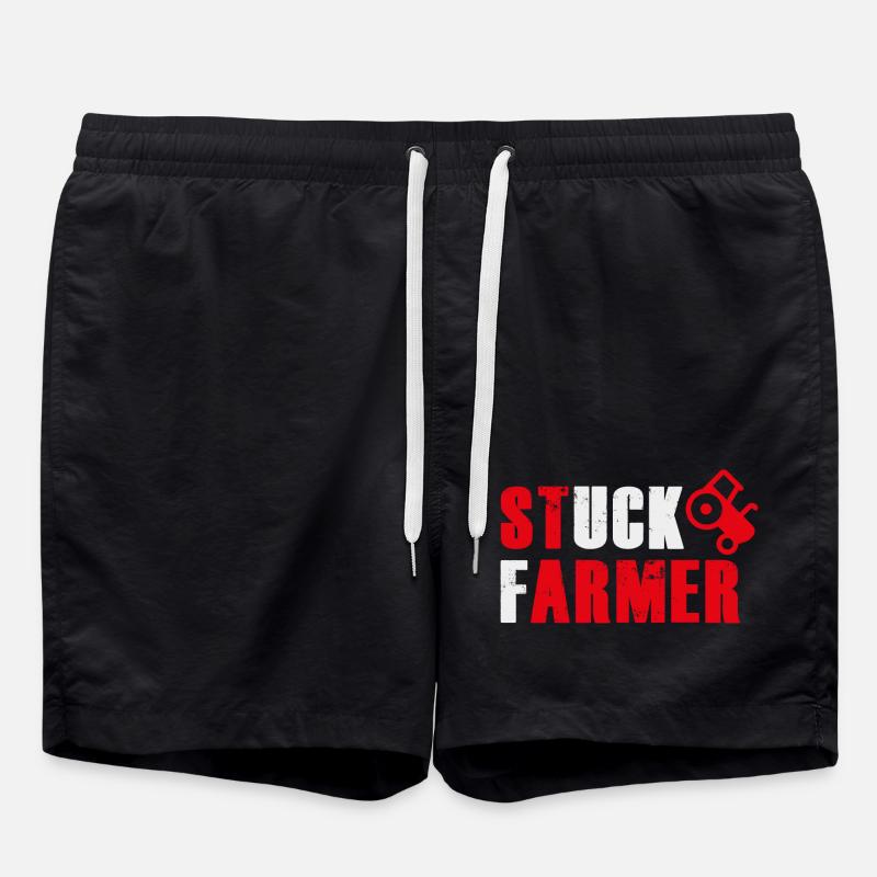 STUCK FARMER RED GREY - Swim Trunks - black