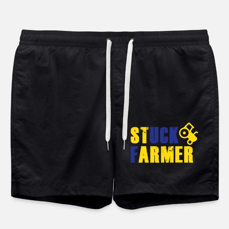 STUCK FARMER YELLOW BLUE - Swim Trunks - black