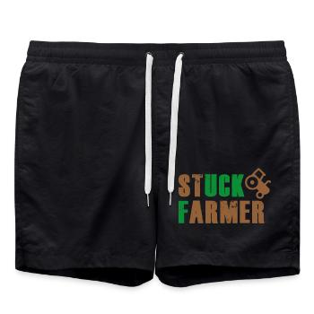 STUCK FARMER BROWN GREEN - Swim Trunks - black - Front - AI Model Male 185 light (185cm)