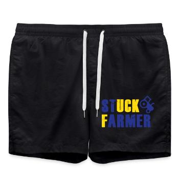STUCK FARMER BLUE YELLOW - Swim Trunks - black - Front - AI Model Male 185 light (185cm)