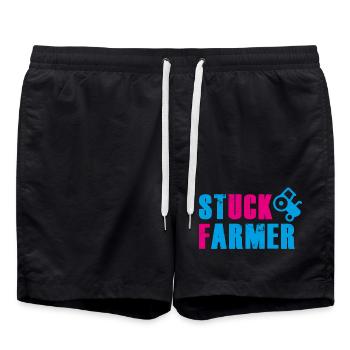 STUCK FARMER BLUE PINK - Swim Trunks - black - Front - AI Model Male 185 light (185cm)