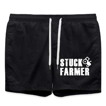STUCK FARMER WHITE - Swim Trunks - black - Front - AI Model Male 185 light (185cm)