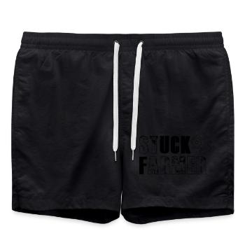 STUCK FARMER OUTLINE BLACK - Swim Trunks - black - Front - AI Model Male 185 light (185cm)
