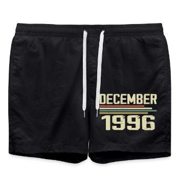 Décembre 1996 Vintage Rétro Anniversaire - Short de bain - noir - Devant - AI Model Male 185 light (185cm)