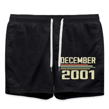 December 2001 Vintage Vintage Retro Birthday - Swim Trunks - black - Front - AI Model Male 185 light (185cm)