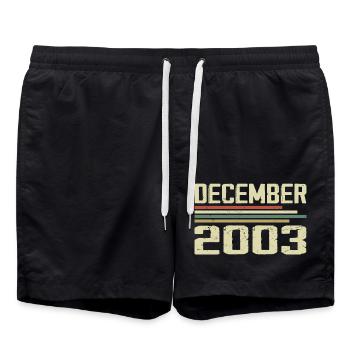 December 2003 Vintage Vintage Retro Birthday - Swim Trunks - black - Front - AI Model Male 185 light (185cm)
