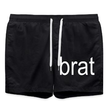 brat white text 5000 - Swim Trunks - black - Front - AI Model Male 185 light (185cm)