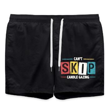 Kann das Betrachten von Kerzen in farbenfroher Retro-Kunst nicht überspringen - Badeshorts - Schwarz - Vorne - AI Model Male 185 light (185cm)