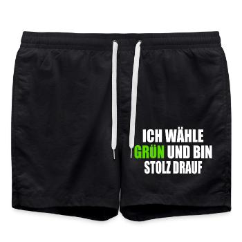 ich wähle grün und bin stolz darauf - Badeshorts - Schwarz - Vorne - AI Model Male 185 light (185cm)