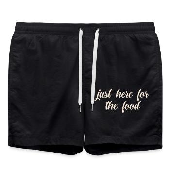 Foodlover gestickter Spruch - Badeshorts - Schwarz - Vorne - AI Model Male 185 light (185cm)