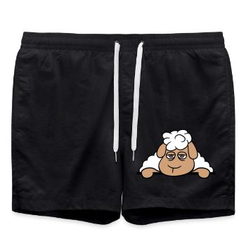 mouton fatigué s’ennuie derrière la clôture panneau mural - Short de bain - noir - Devant - AI Model Male 185 light (185cm)