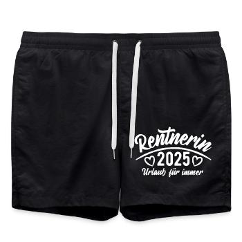 Rentnerin 2025 Urlaub für immer Ruhestand Pension - Badeshorts - Schwarz - Vorne - AI Model Male 185 light (185cm)