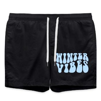 Groovy Funny Winter Vibes Snow, Winter Lovers - Swim Trunks - black - Front - AI Model Male 185 light (185cm)