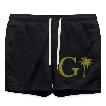 Buchstabe g grüne Palme - Badeshorts - Schwarz - Vorne - AI Model Male 185 light (185cm)