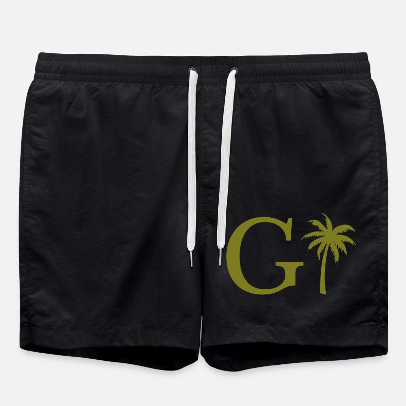 Lettre g vert Palm - Short de bain - noir