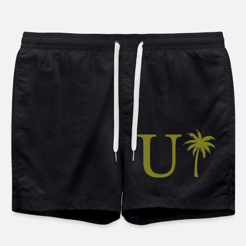 Lettre u vert Palm - Short de bain - noir