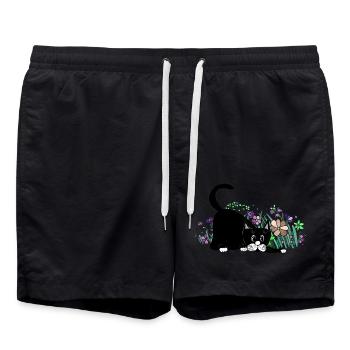 Katze - Badeshorts - Schwarz - Vorne - AI Model Male 185 light (185cm)