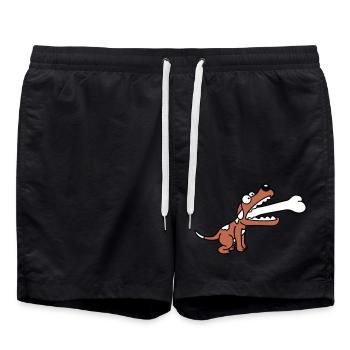 Hund Gierig Hungrig Großer Knochen Verschluckt - Badeshorts - Schwarz - Vorne - AI Model Male 185 light (185cm)