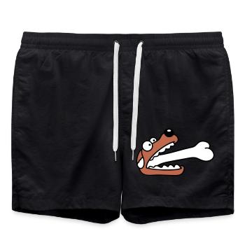 Hund Gierig Hungrig Großer Knochen Verschluckt - Badeshorts - Schwarz - Vorne - AI Model Male 185 light (185cm)