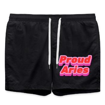 Proud Aries - stolzer Widder - Badeshorts - Schwarz - Vorne - AI Model Male 185 light (185cm)