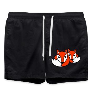 2 Foxes Friends Red Fox Two Wild Animals Team - Swim Trunks - black - Front - AI Model Male 185 light (185cm)