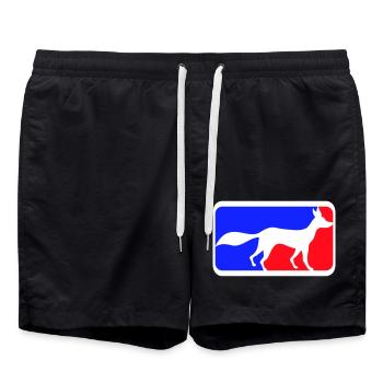 Fuchs Sport Logo Rot Blau Symbol Silhouette Umriss - Badeshorts - Schwarz - Vorne - AI Model Male 185 light (185cm)