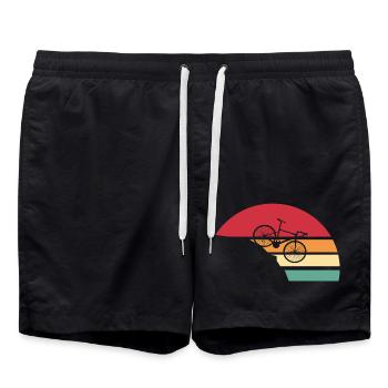 Mountainbike Retro Downhill Fahrrad - Badeshorts - Schwarz - Vorne - AI Model Male 185 light (185cm)