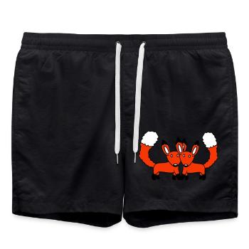 2 Foxes Couple In Love Two Friends Love Team Cute - Swim Trunks - black - Front - AI Model Male 185 light (185cm)