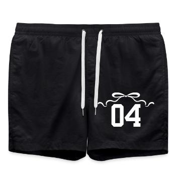 Numéro 4 noeud - 4e anniversaire - Short de bain - noir - Devant - AI Model Male 185 light (185cm)
