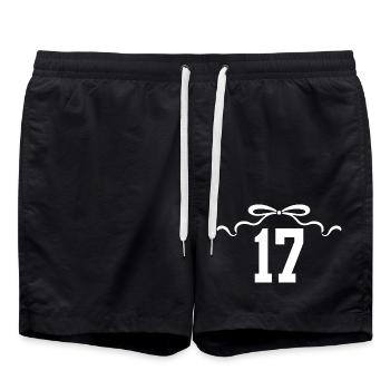 Numéro 17 noeud - 17e anniversaire - Short de bain - noir - Devant - AI Model Male 185 light (185cm)