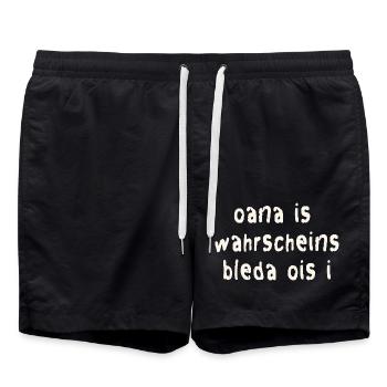 Lustiger Bayerischer Spruch - Badeshorts - Schwarz - Vorne - AI Model Male 185 light (185cm)